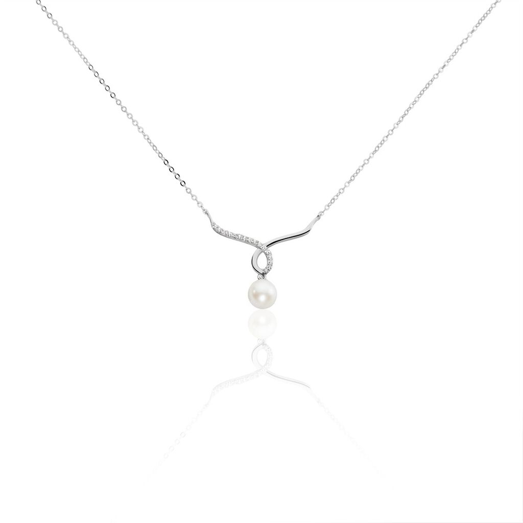 Collier Or Blanc Proximae Perle De Culture Oxydes De Zirconium