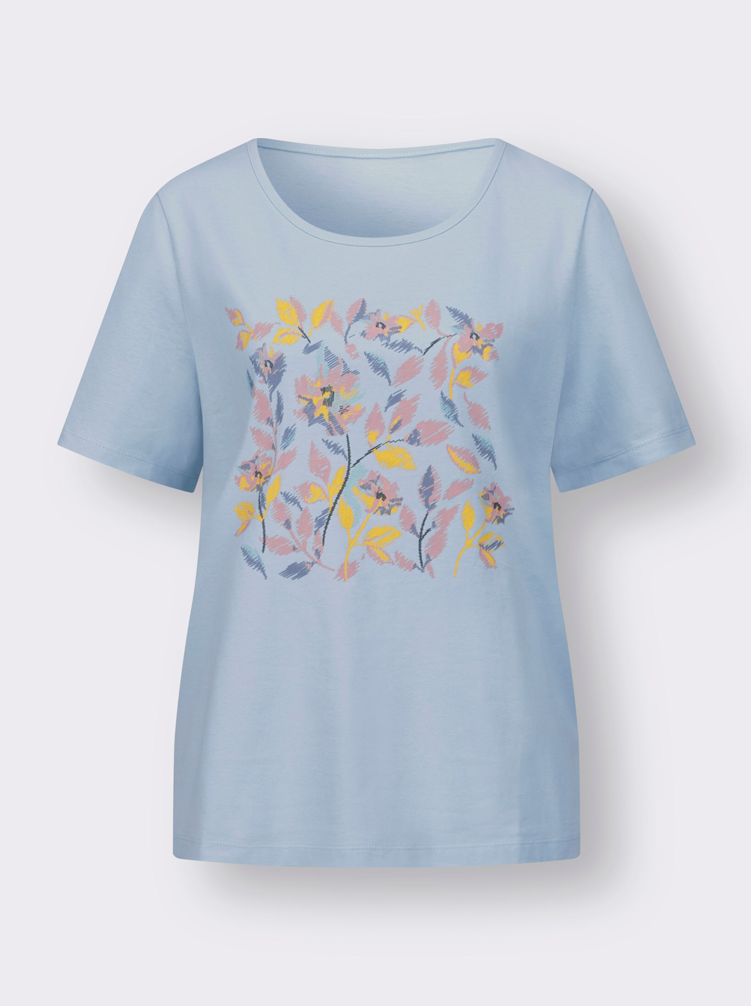 Kurzarmshirt mit platziertem Blüten-Druck
