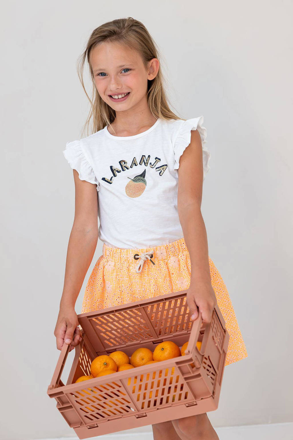 Like Flo gebloemde rok oranje
