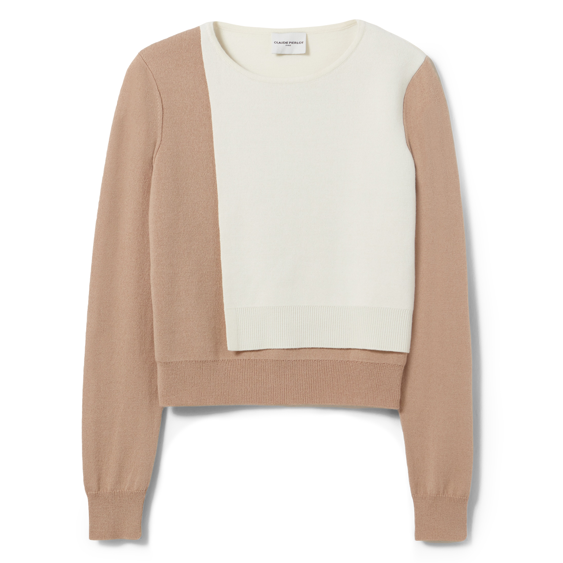 Pull col rond en laine mélangée | Beige