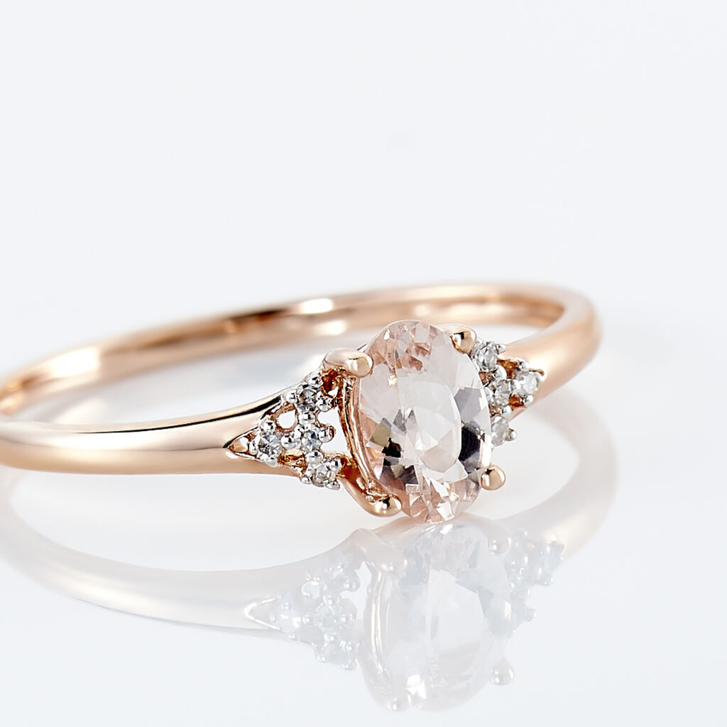 Bague Urbaine Or Rose Morganite Et Oxyde De Zirconium
