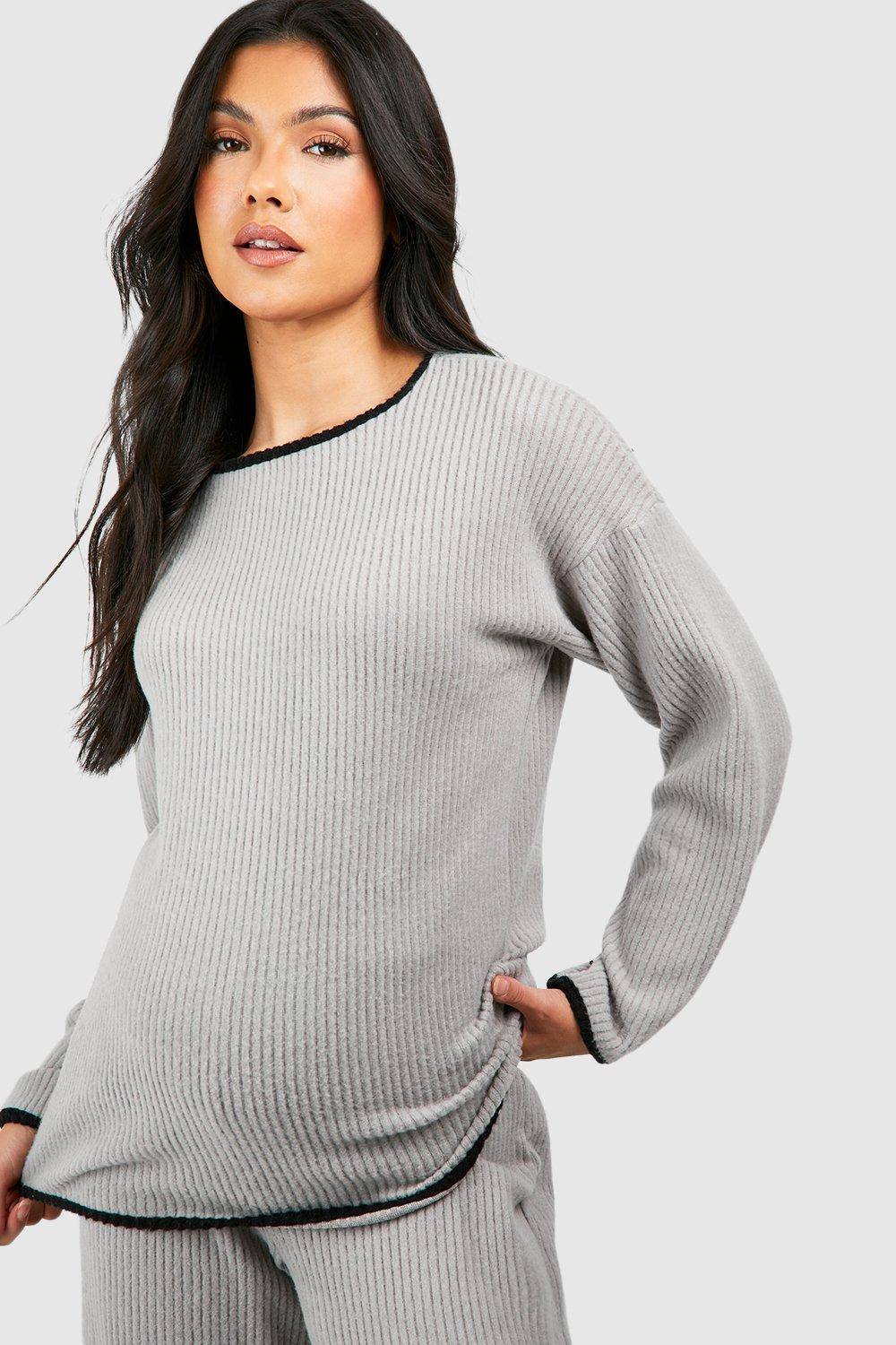 boohoo Ensemble de détente à côtes souples contrastées pour maternité
