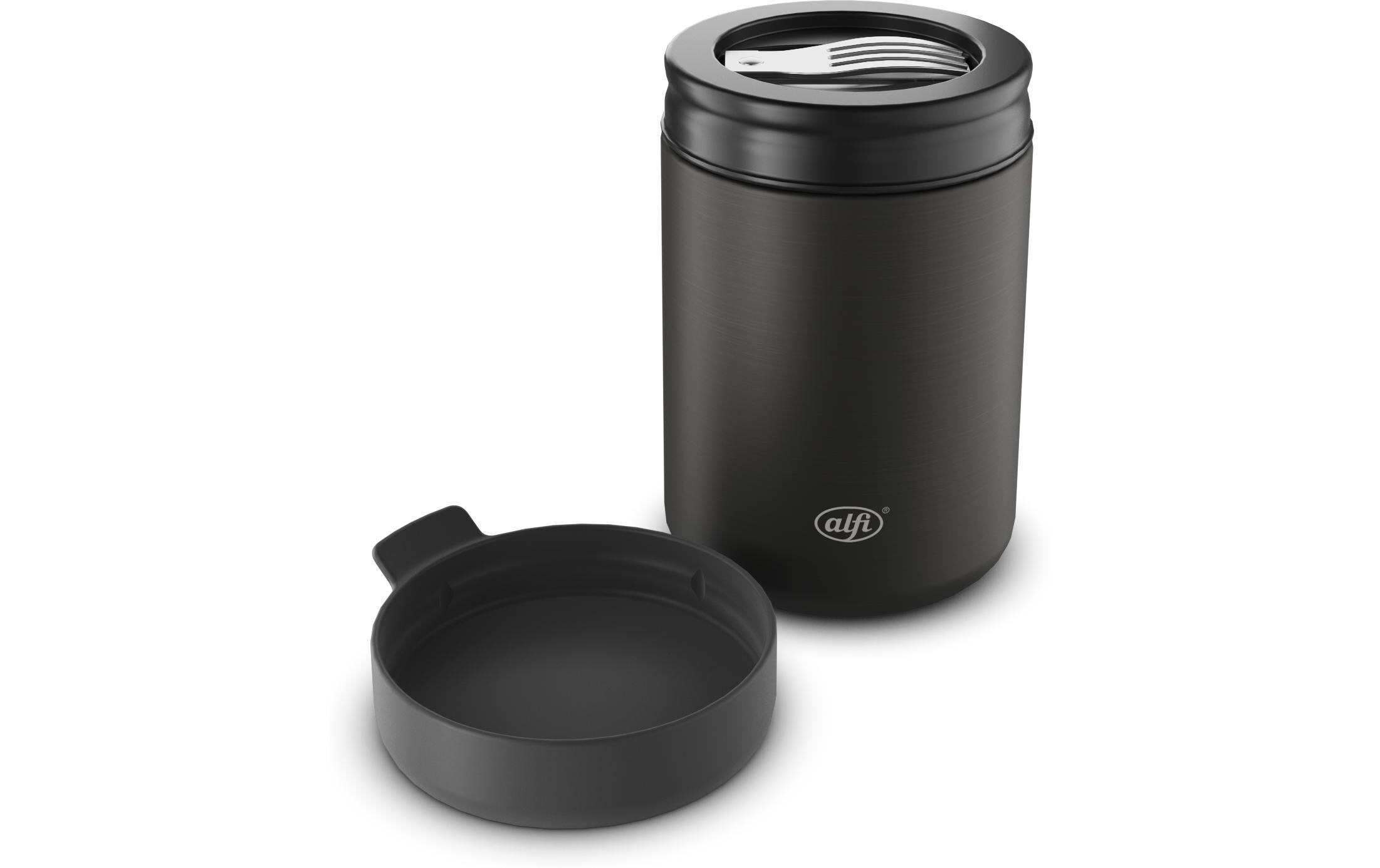 Thermo-Foodbehälter 0.35 l, Schwarz MattOutdoor-Behälter aus Edelstahl mit Göffel