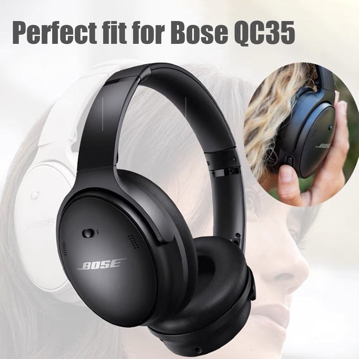 Øreputer for Bose QC35 / QC35-ii, QC25 1/2 Sort
