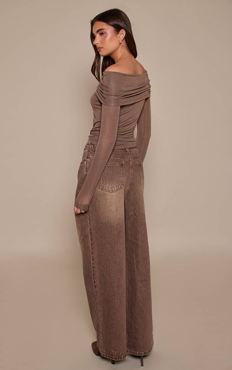 Vintage Jean Large Slouchy Asymétrique Extrême Chocolat