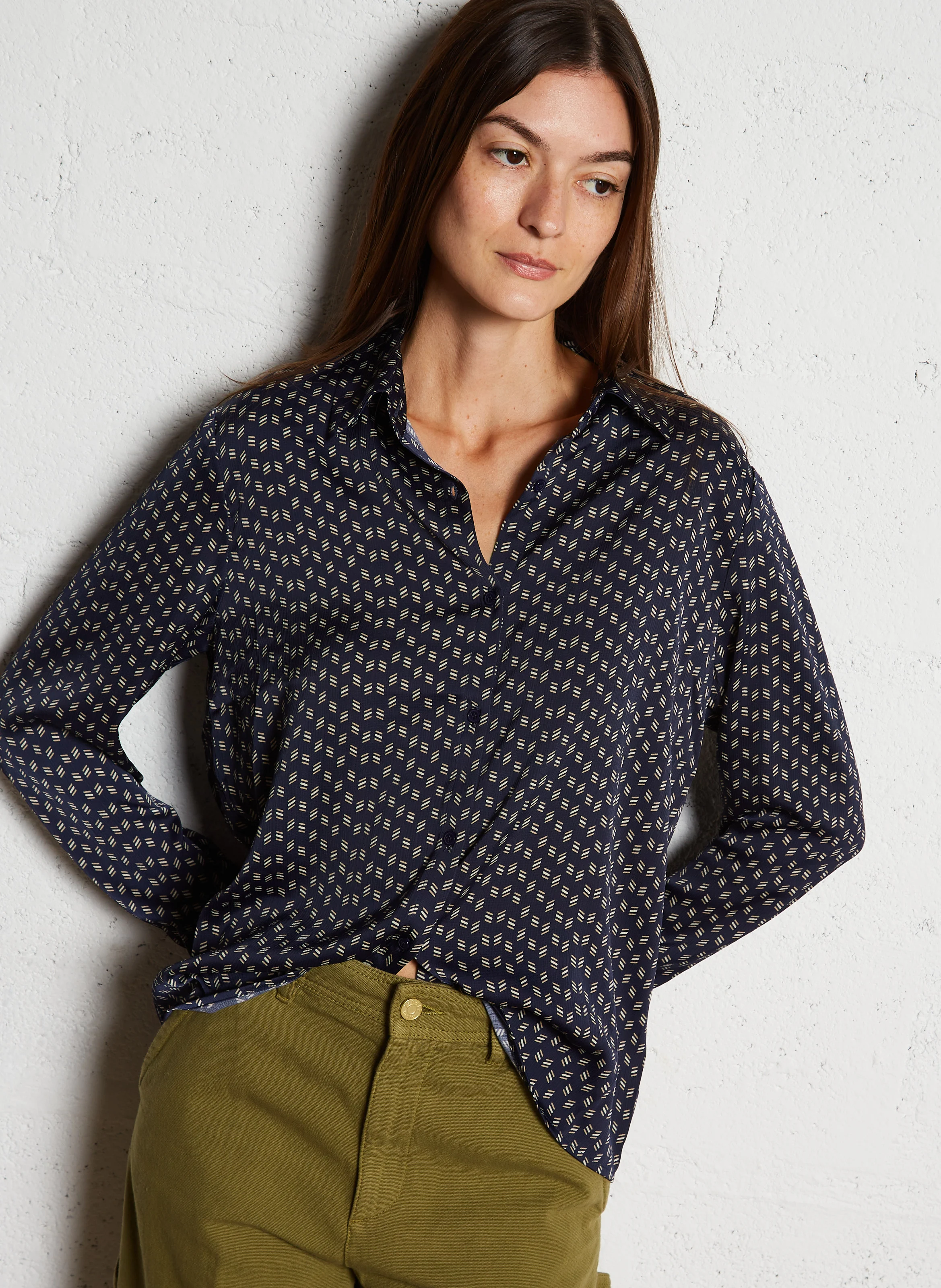 Chemise droite imprimée| Bleu