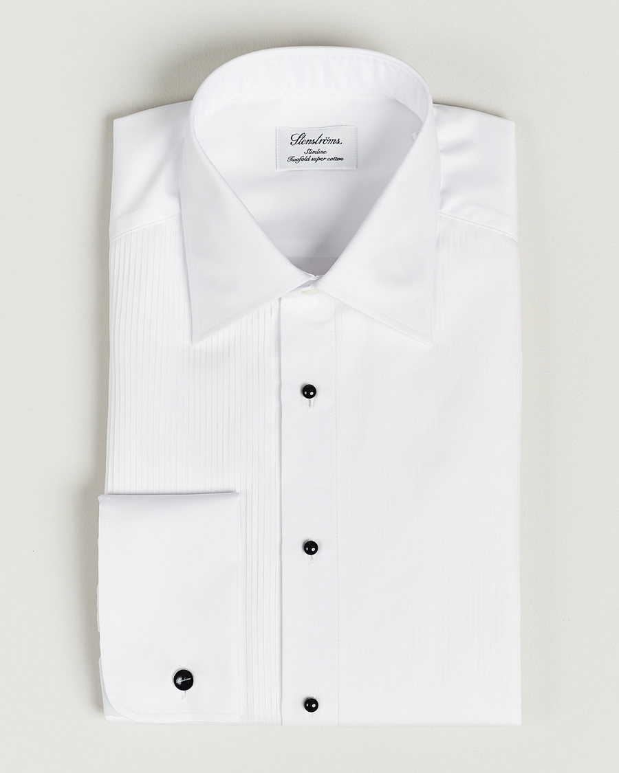 Stenströms Slimline Open Smoking Shirt White