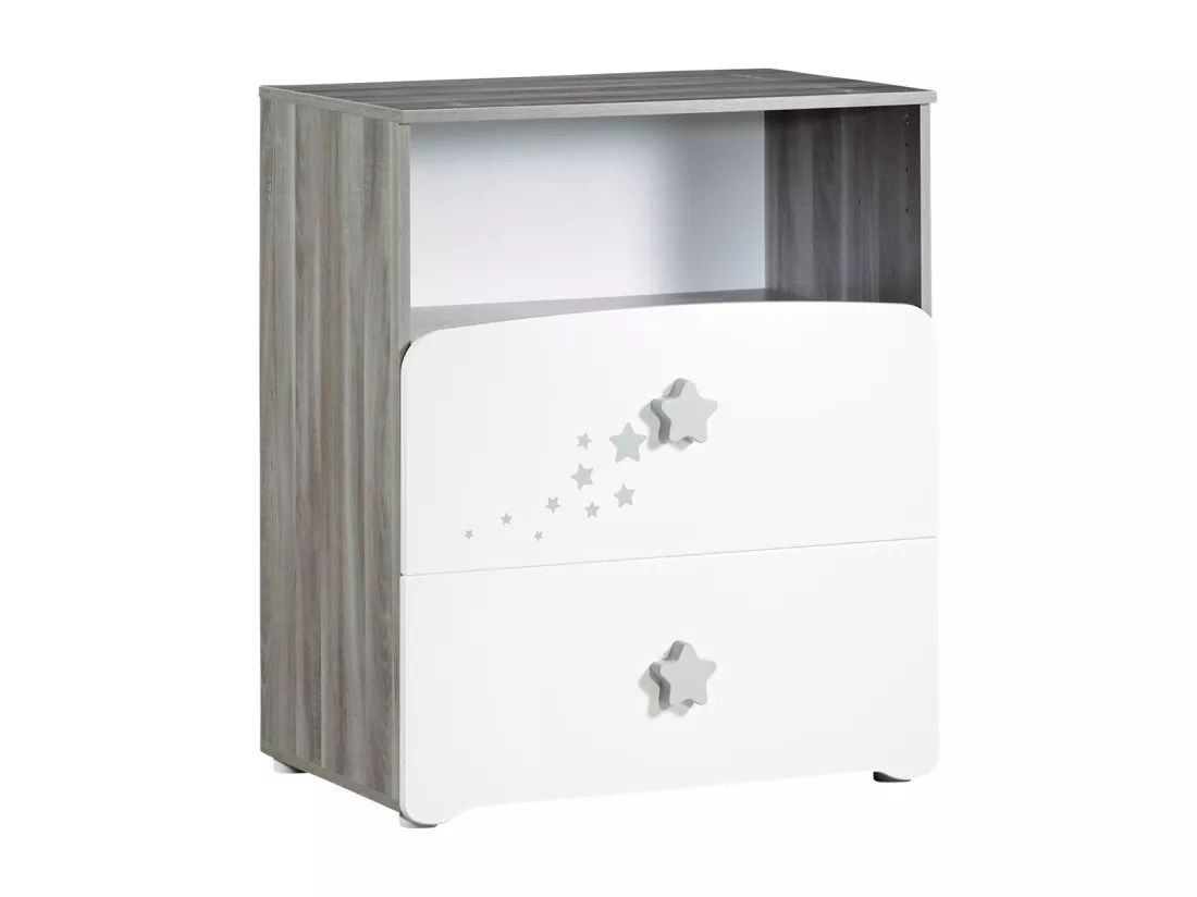 Chambre duo lit et Commode et une niche en bois blanc