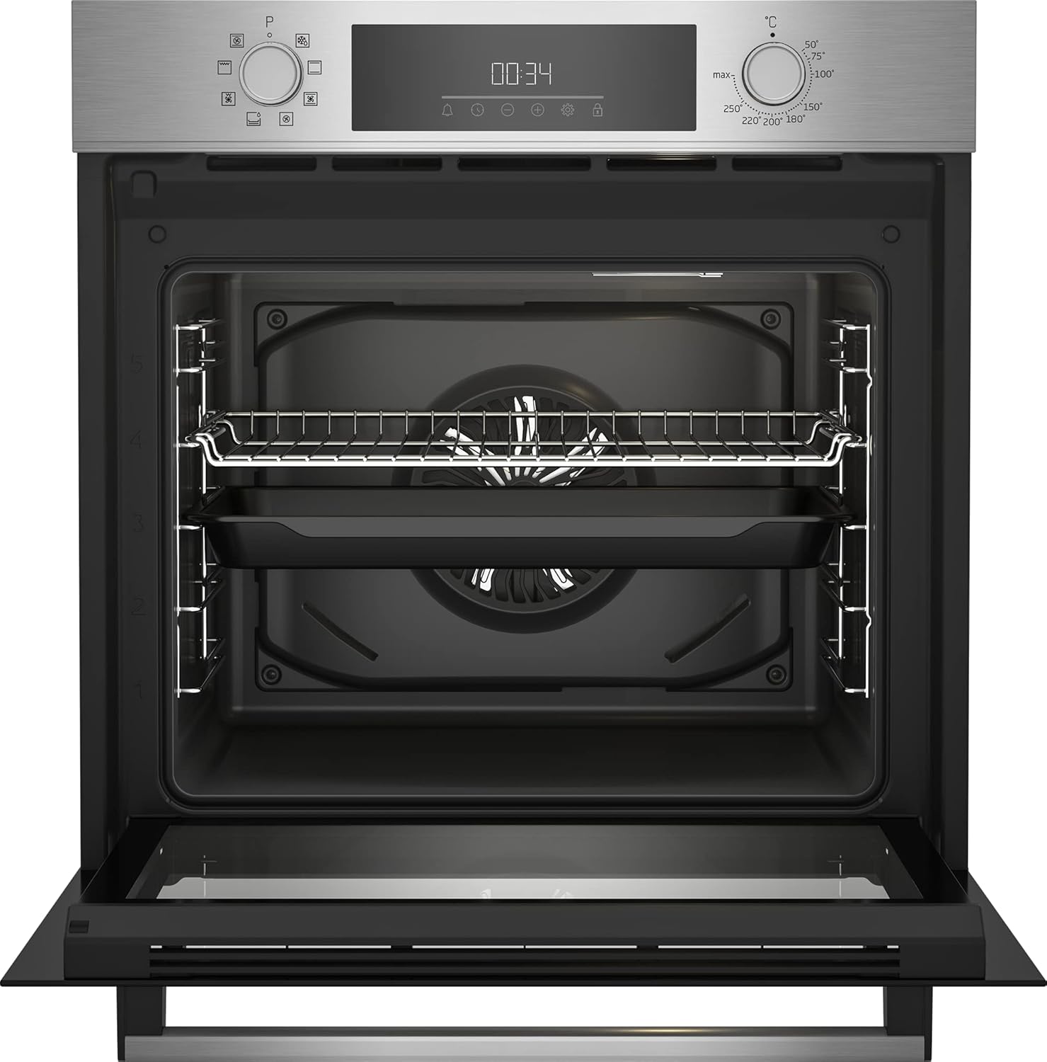 Beko BBSM12320X Einbau-Backofen-Set, zwei autarke Geräte: Glaskeramik-kochfeld mit 4 Kochzonen, Backofen mit 8 Heizarten, 72 l Garraum-Volumen, AeroPerfect, Sensortasten, Schwarz/Edelstahl