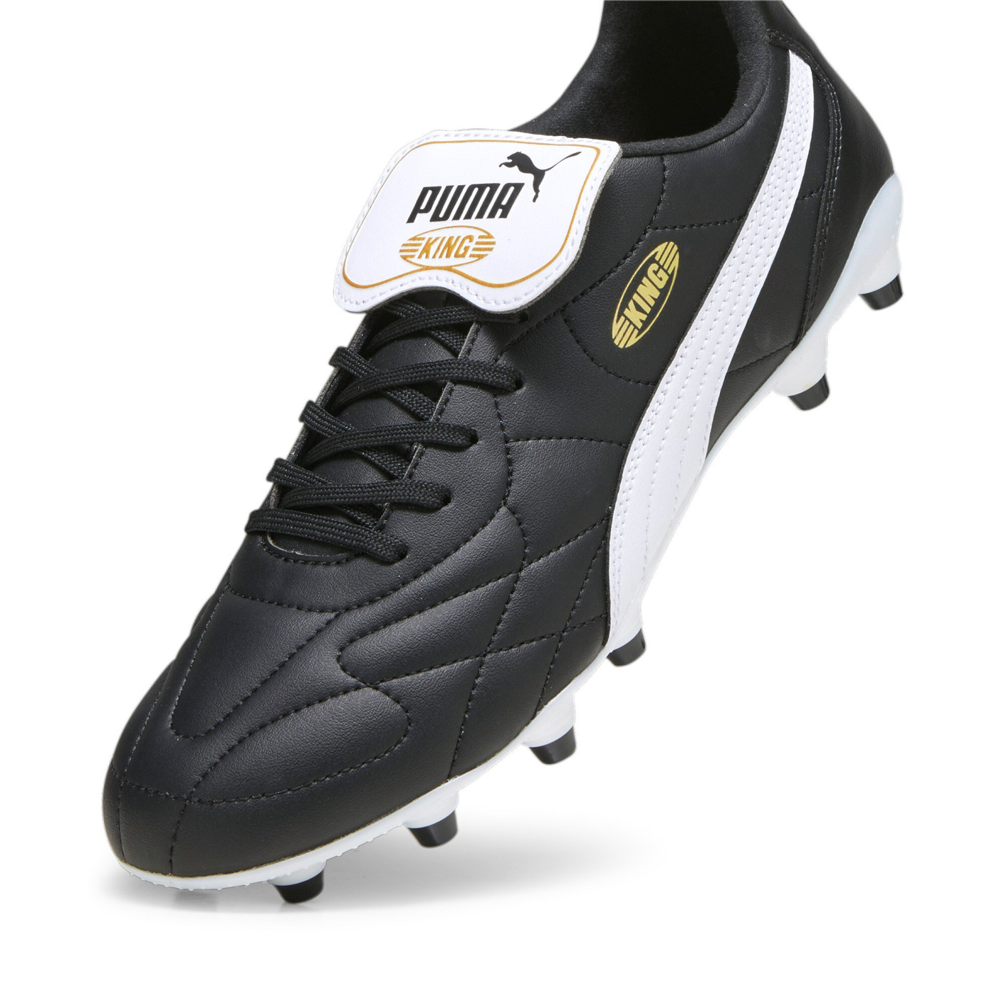 PUMA King Top Gras / Kunstgras Voetbalschoenen (MG) Zwart Wit Goud