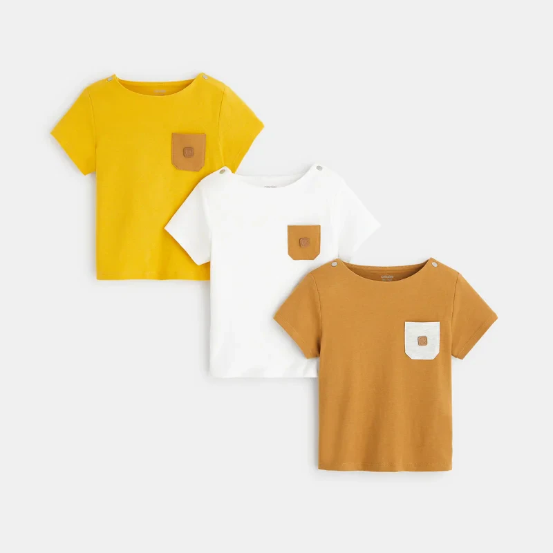 T-shirt jersey poche poitrine (lot de 3) jaune bébé garçon Jaune