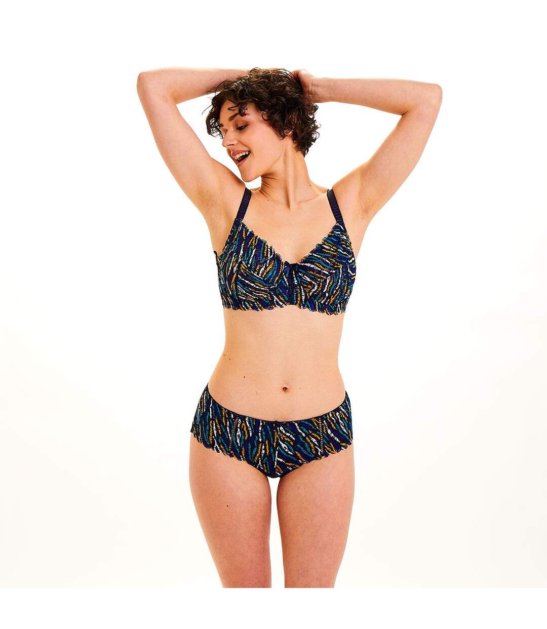 Soutien-gorge grand maintien marine/jaune Elena