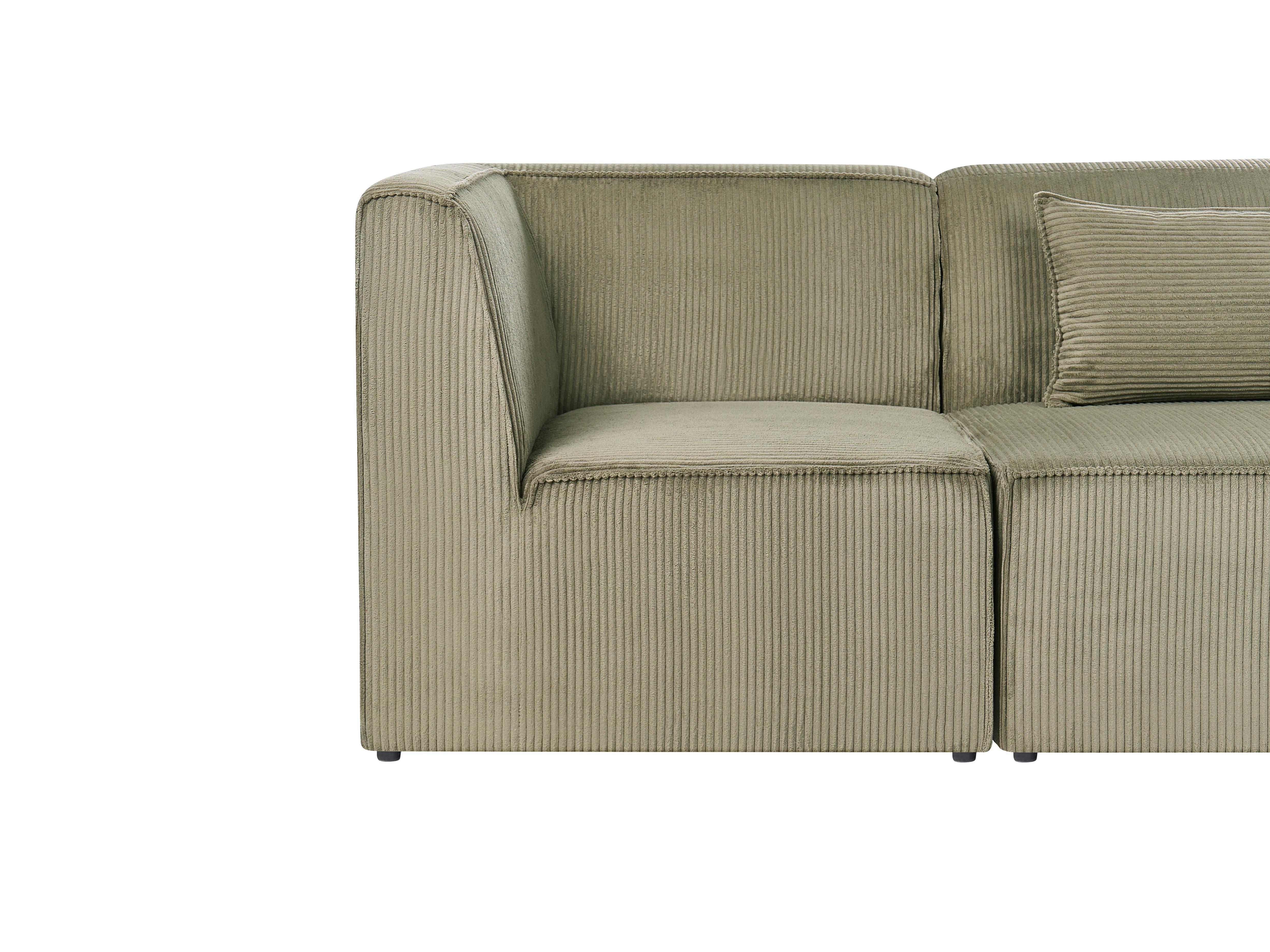 Modulaire hoekbank 4-zits LEMVIG Corduroy Groen met ottomaan rechtszijdig