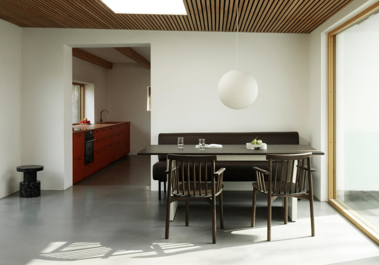 Normann Copenhagen Panel eettafel 90x200 Cream onderstel, Dark Brown