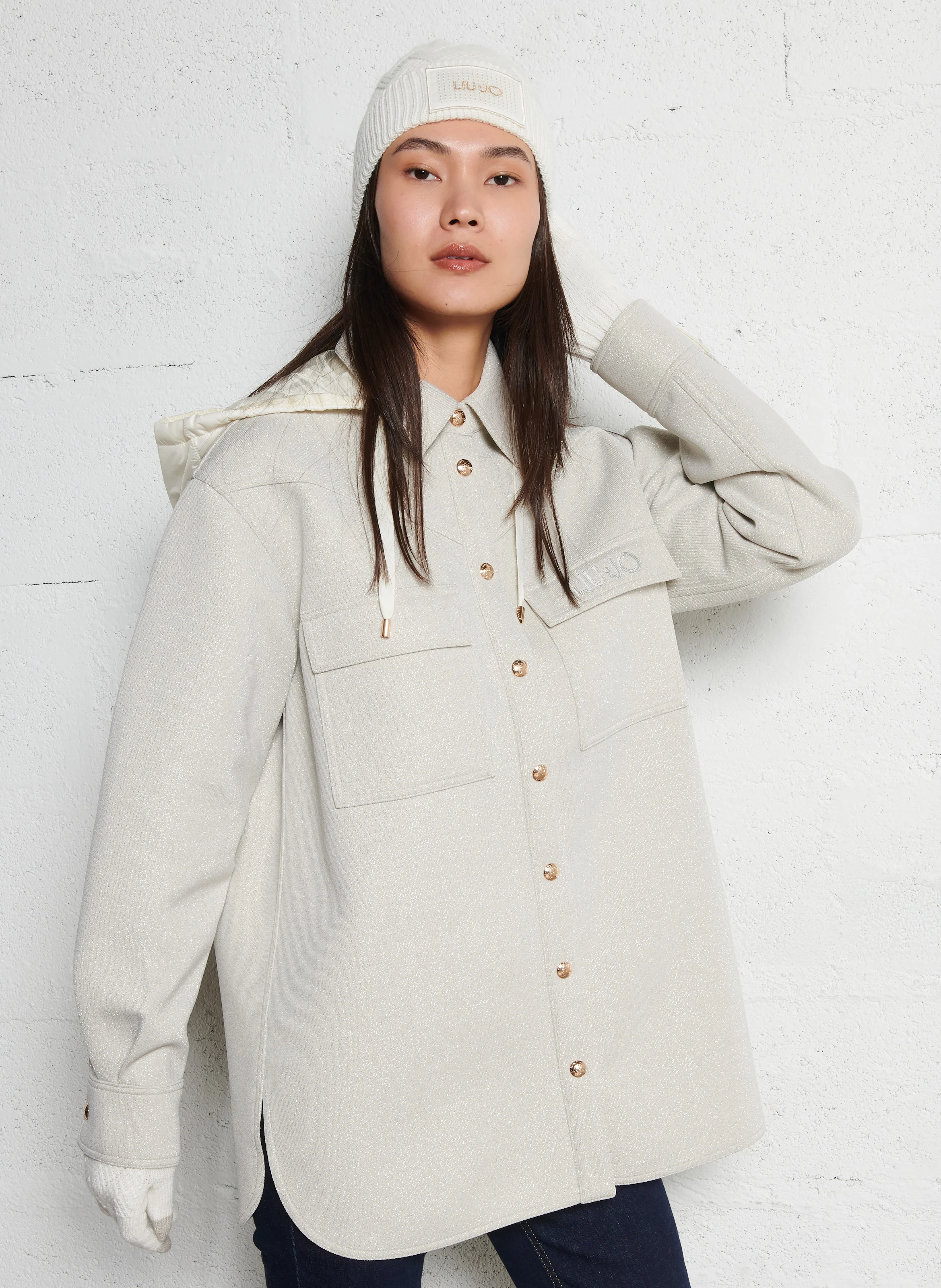 Veste à capuche droite| Blanc