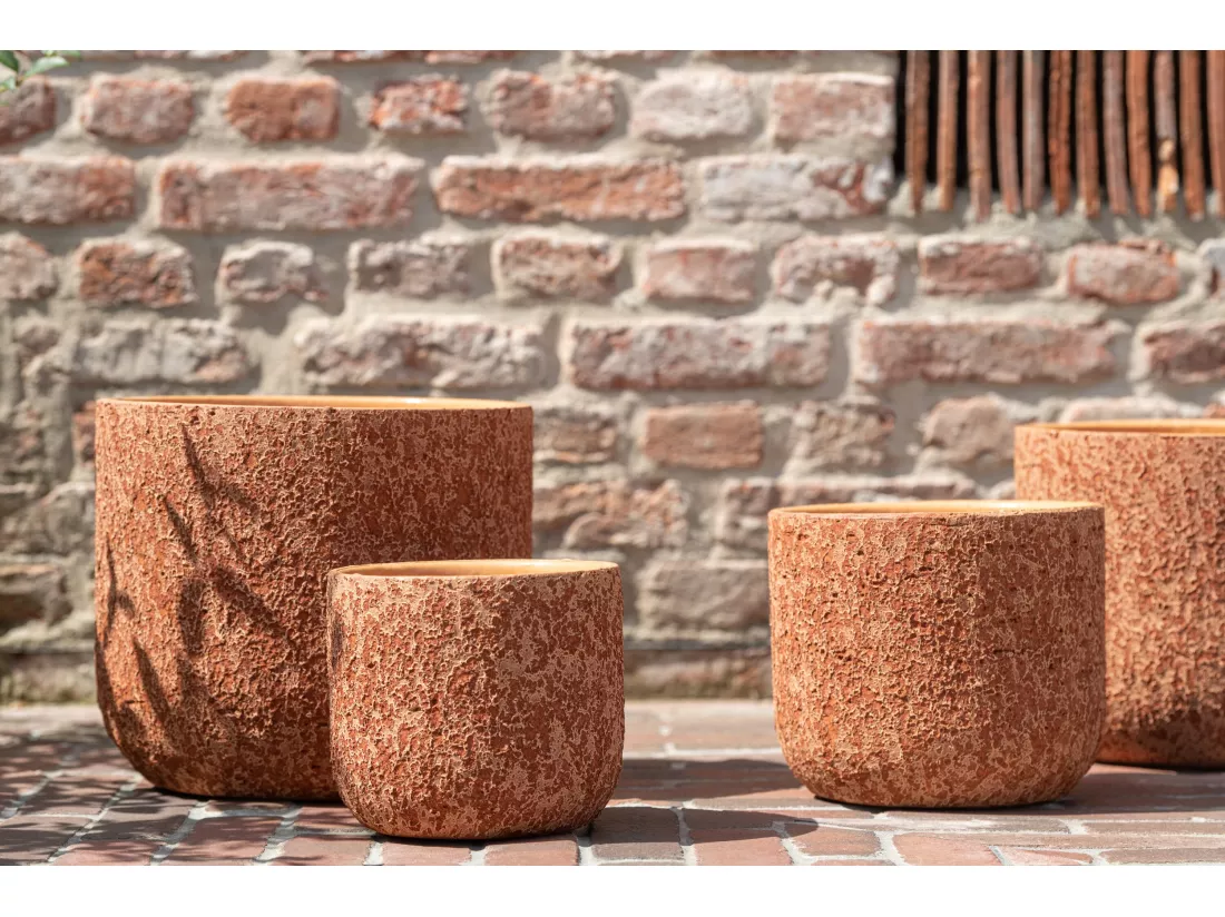 Cachepot rugueux ceramique terracotta x-large 25x25x23cm