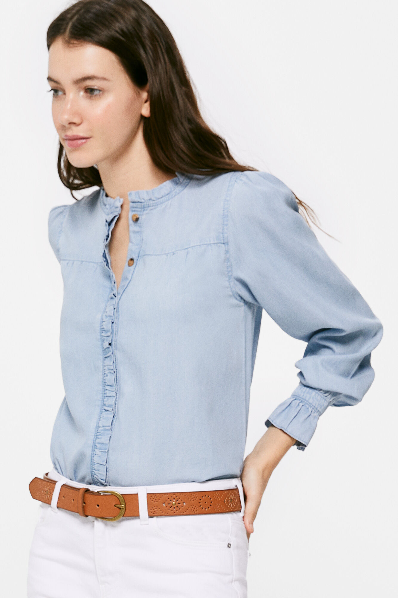 Blusa em Tencel Denim - Azul Médio