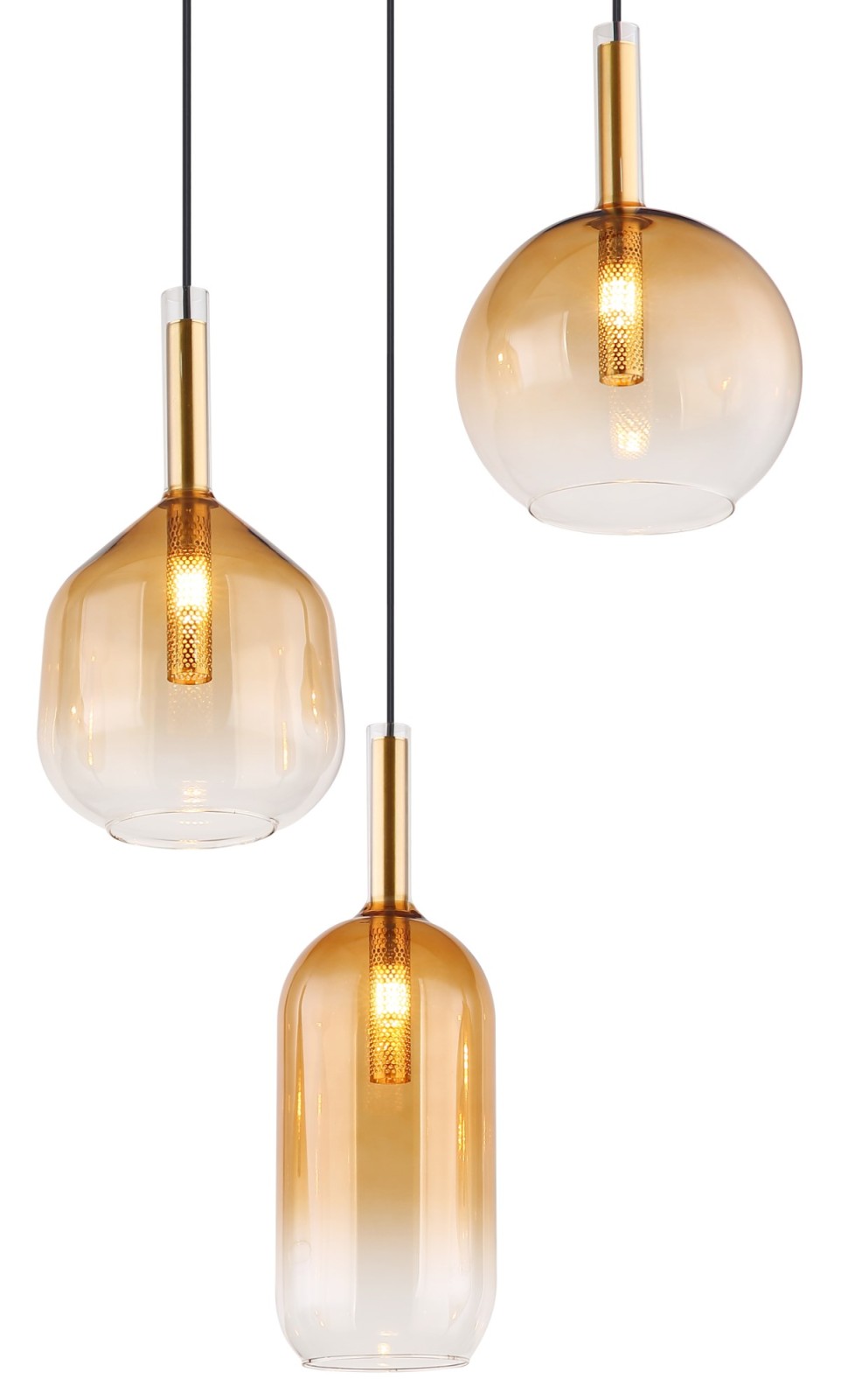 Hängeleuchte - schwarz-goldfarben - Ø 43 cm - 3-flammig