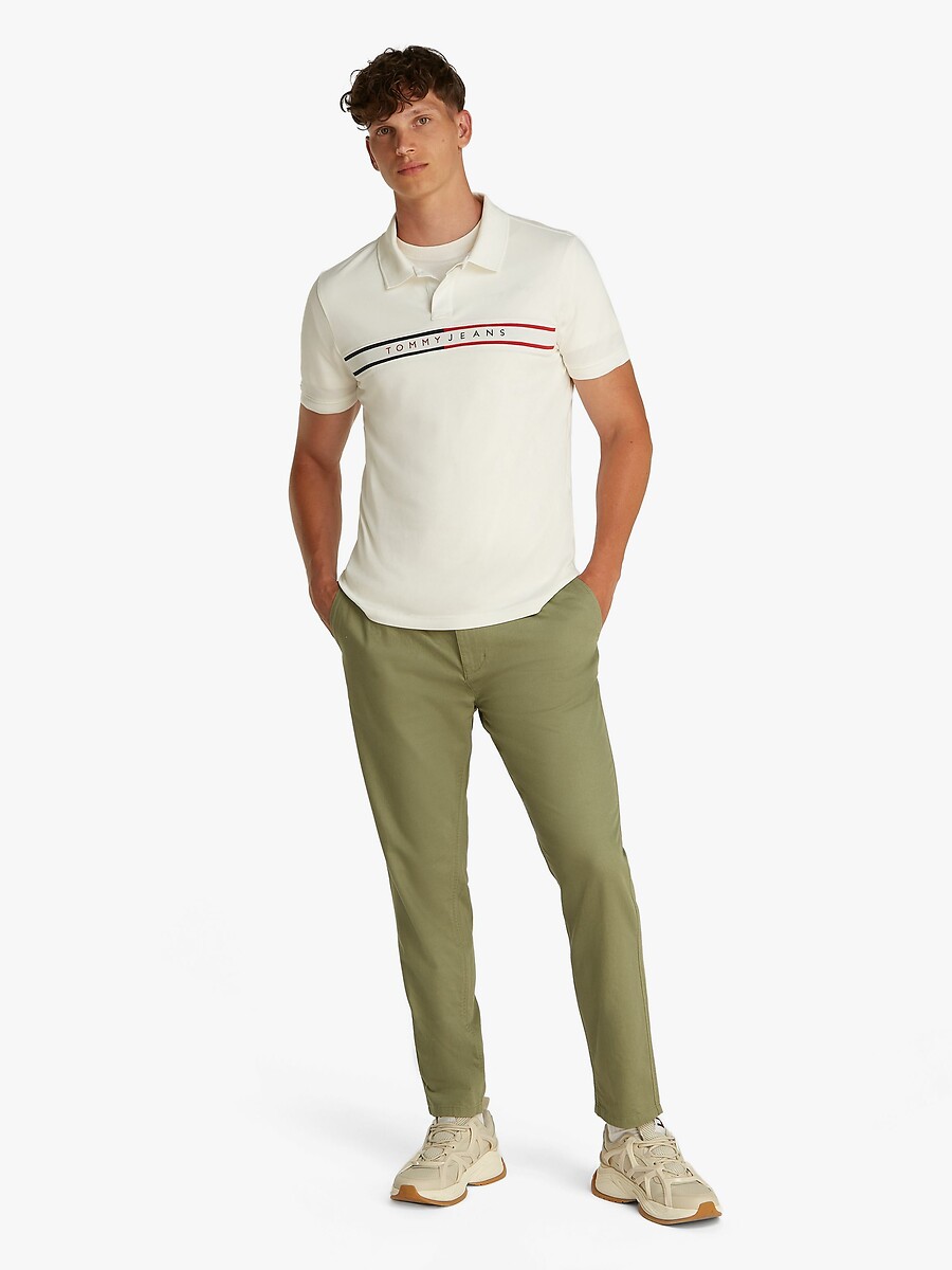 TOMMY JEANS<br>Polo slim-fit com listras coloridas