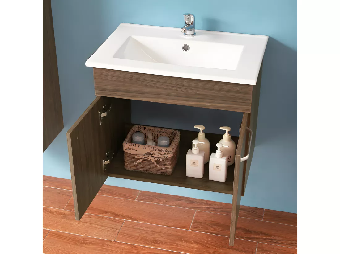 Ensemble meuble salle de bain et vasque 58x38x50cm deux portes Aica