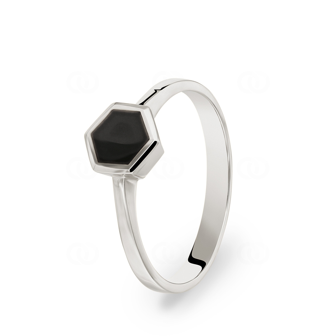 Ring 750/18 K Weissgold mit Onyx Ø 56