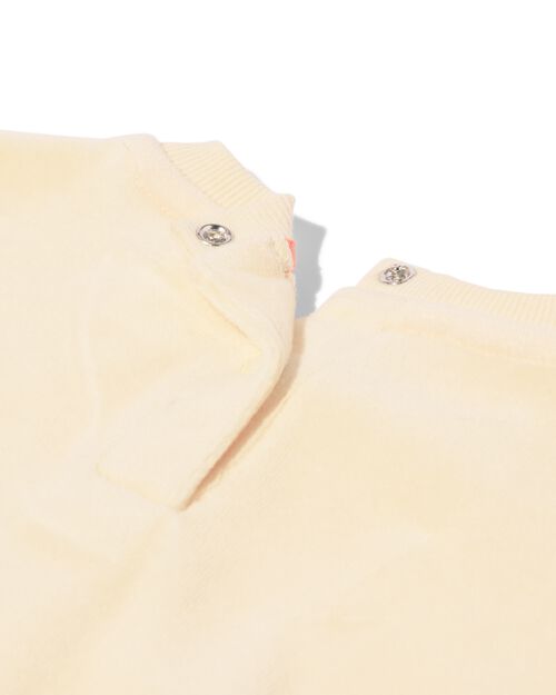 pull velours et oiseau pour bébé écru