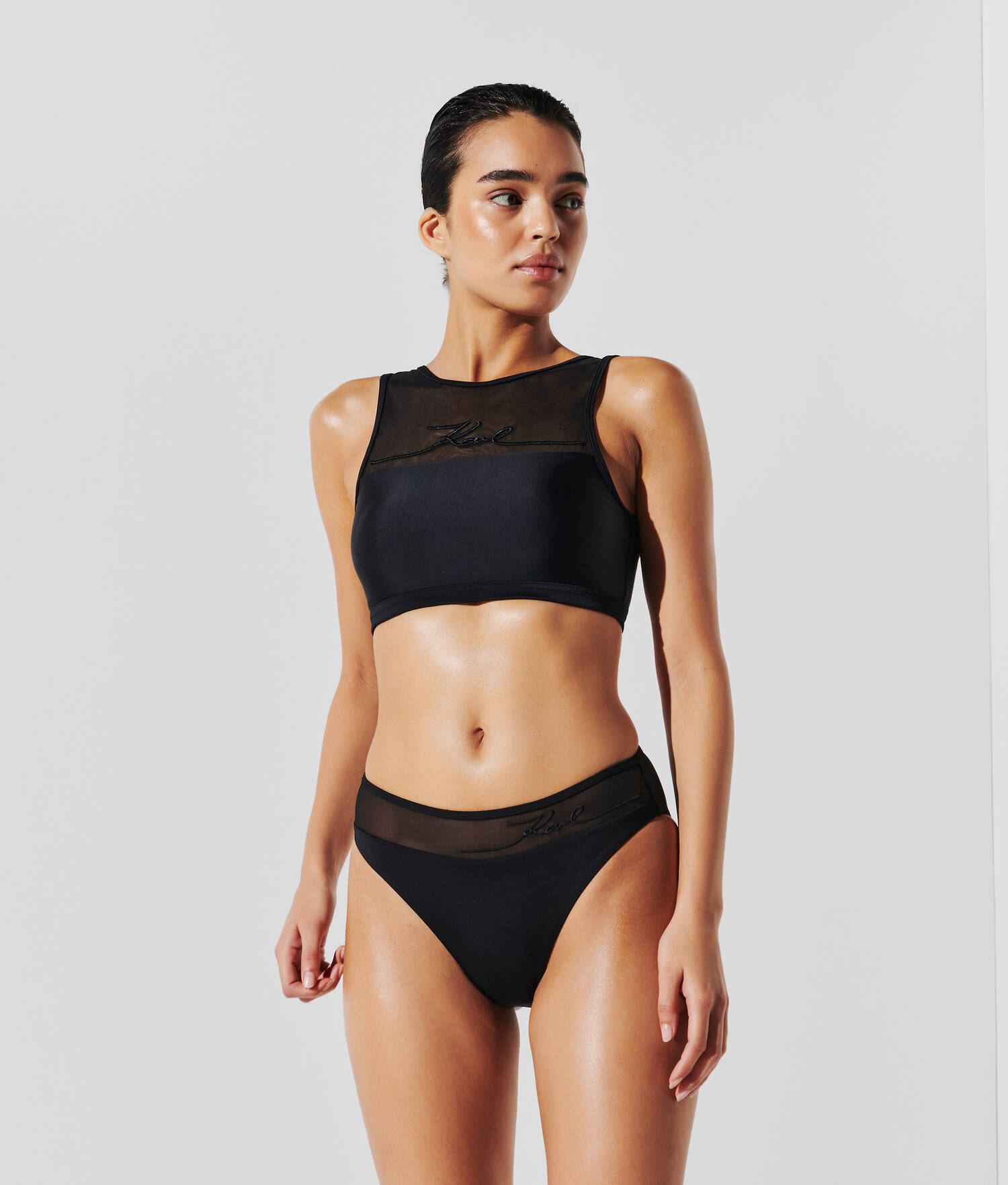 HAUT DE BIKINI À COL MONTANT K/SIGNATURE