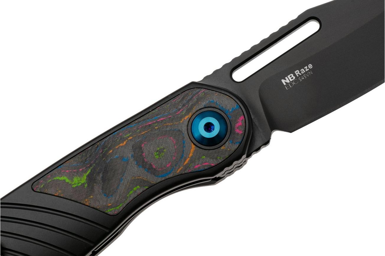 Kizer Raze KI3720A1 Matte DLC S45VN, Black Titanium Camo Carbon 80's Inlay, zakmes, Mark Perez design