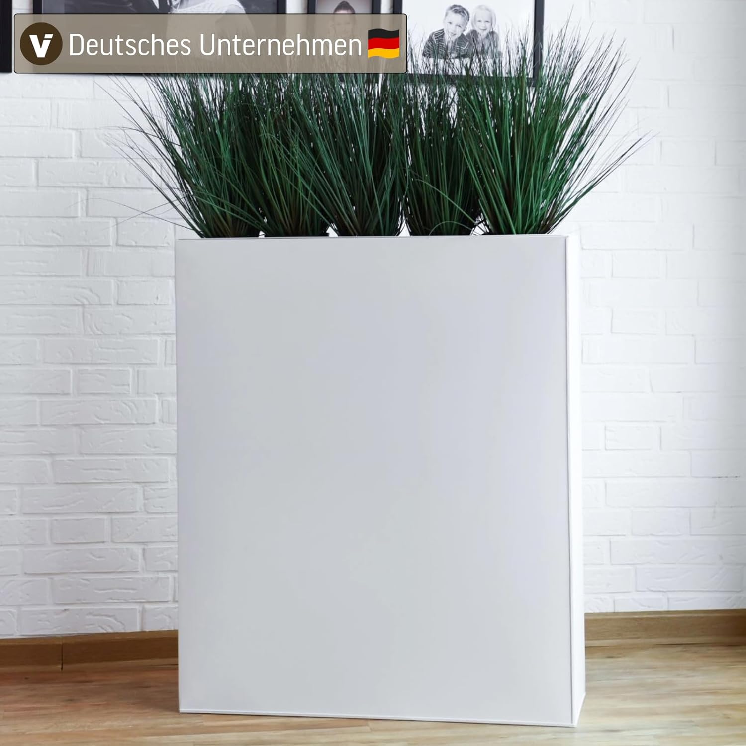 VIVANNO Pflanzkübel Raumteiler Sichtschutz Premium Stahlblech Weiß ELEMENTO 75x90x25