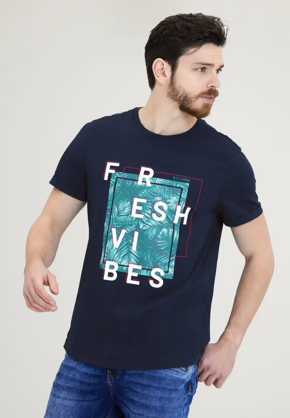 T-Shirt im Printmix - deep navy blue