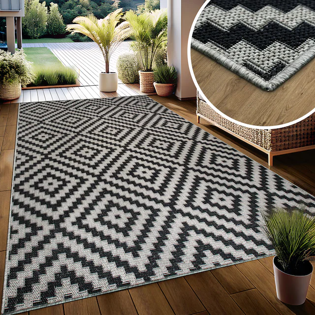 GOODproduct Teppich »Cordoba auch als Läufer erhältlich« rechteckig 3 mm Höhe In- und Outdoor geeignet, Sisal-Optik, Wetterfest & UV-beständig, Boho