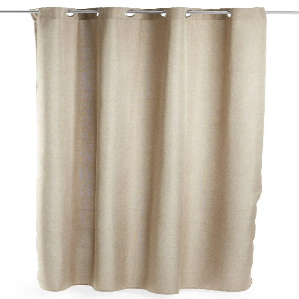 Rideau occultant à oeillets effet lin 140x240cm - 2 coloris beige ou gris