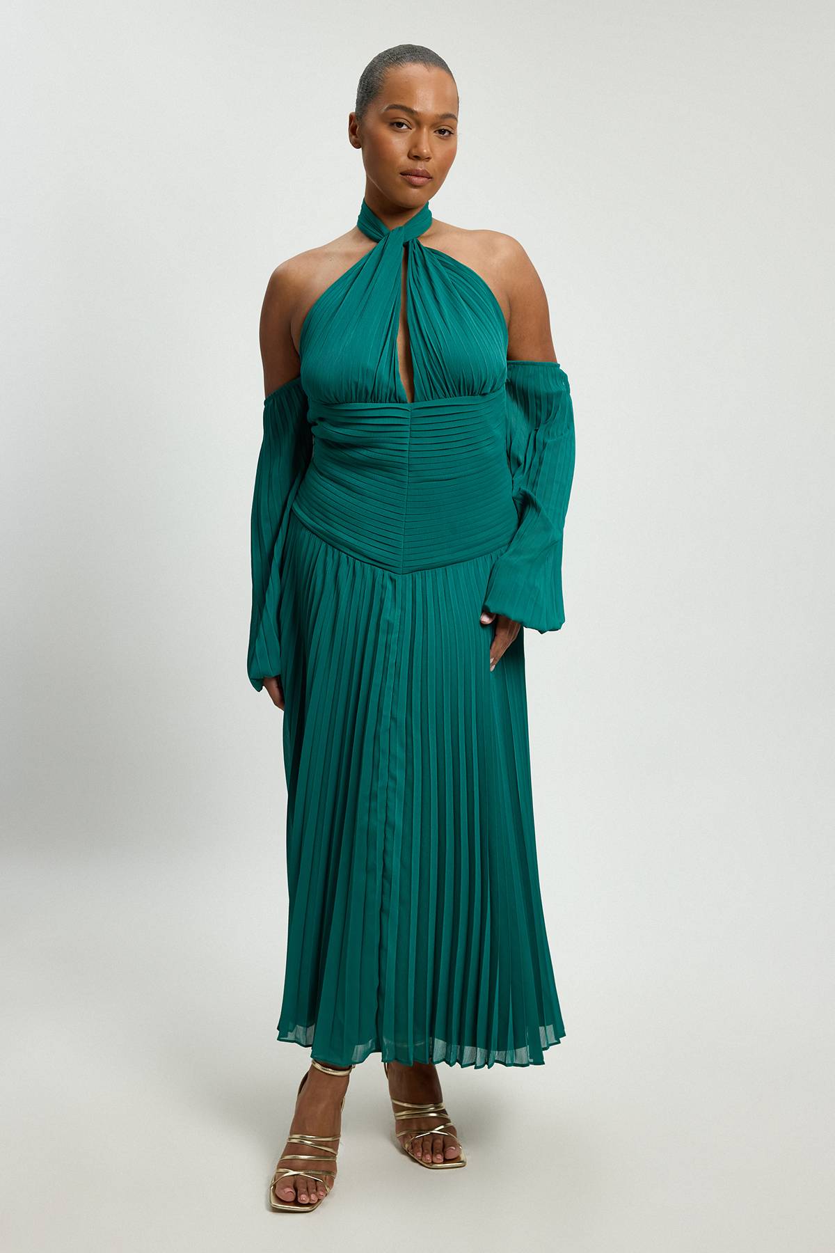 KarenMillen Robe Maxi Grande Taille En Georgette Crêpée À Épaules Dénudées