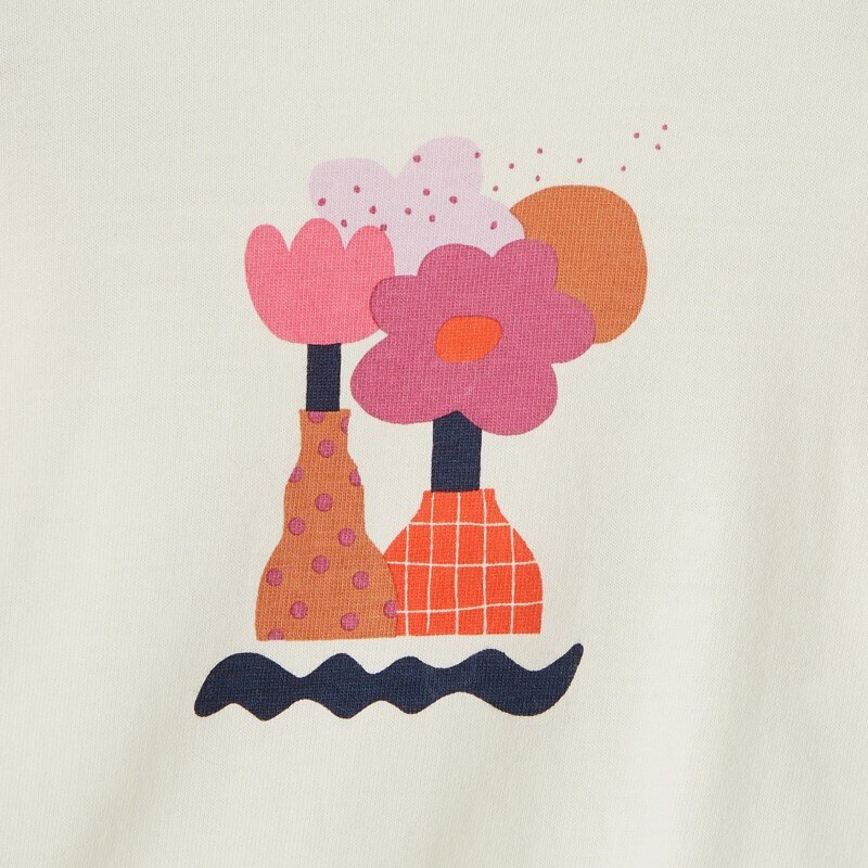 T-shirt fille blanc à fleurs en coton Catimini Blanc