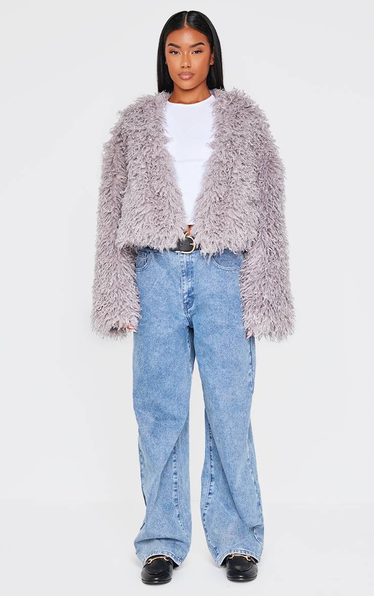 Gris Manteau Court En Synthétique