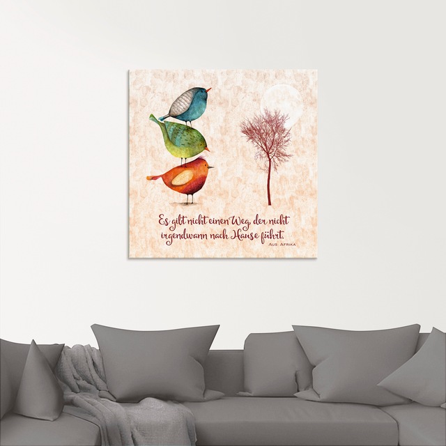 Artland Glasbild »Lebensweisheit Zu Hause« Tiere 1 Stk. tlg. in verschiedenen Grössen