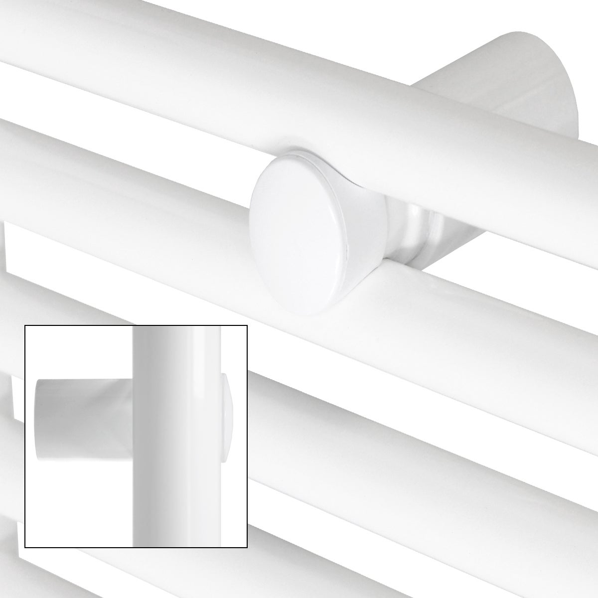 ECD Duitsland Elektrische badkamerradiator met verwarmingselement 1200W hoog vermogen - 500 x 1200 mm - Wit - Gebogen met zijaansluiting - Radiator, handdoekwarmer, handdoekdroger