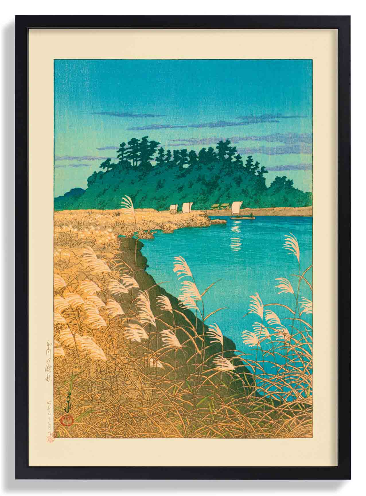 Spätherbst in Ichikawa Kunstdruck von Hasui