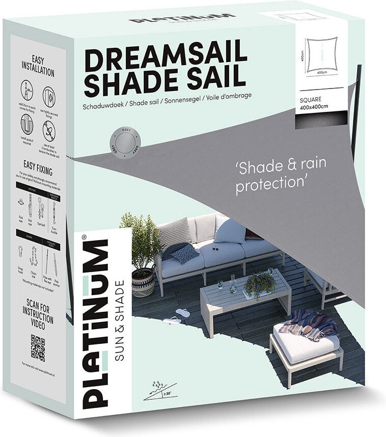 Platinum schaduwdoek vierkant Sun & Shade Dreamsail wit 400 x 400 cm
