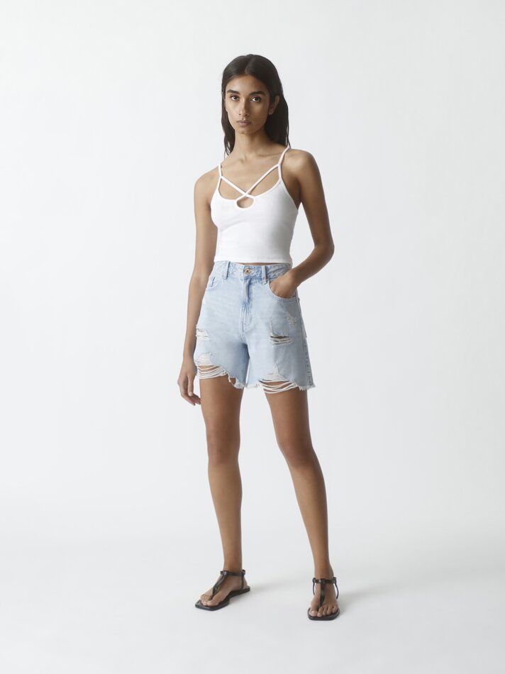 Shorts jeans rasgados - Índigo