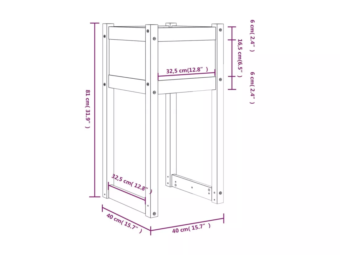 Jardinière bac lit surélevé bois marron 40 x 40 x 81 cm 02_0037593