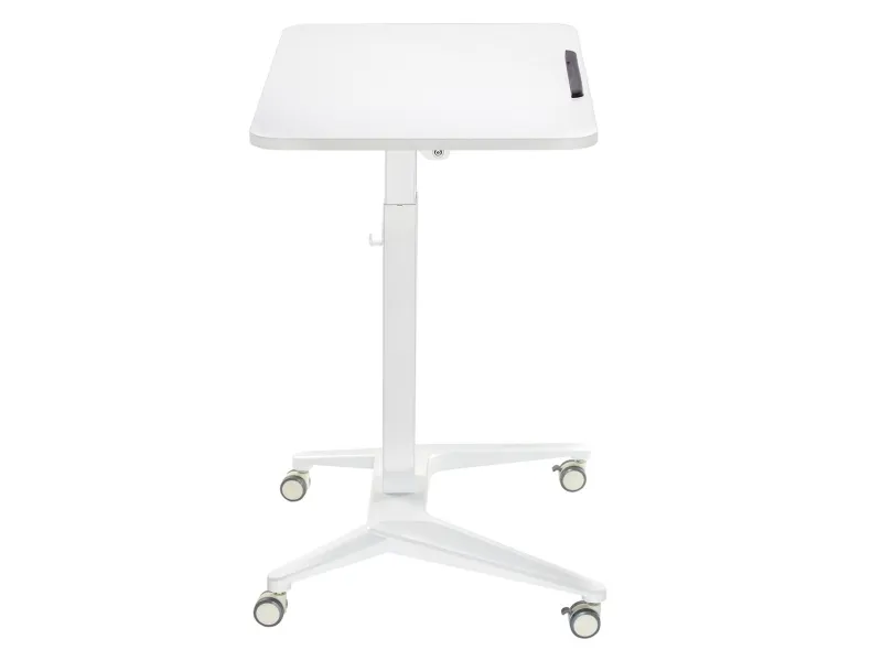 Maclean MC-453 W Mobile Laptop Desk with Pneumatic Height Adjustment, Laptop Table with Wheels, 80 x 52 cm, Max. 8 kg, Height Adjustable Max. 109 cm (White)