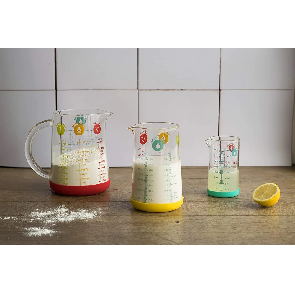 Pichet mesureur en verre et silicone 1 L Pebbly