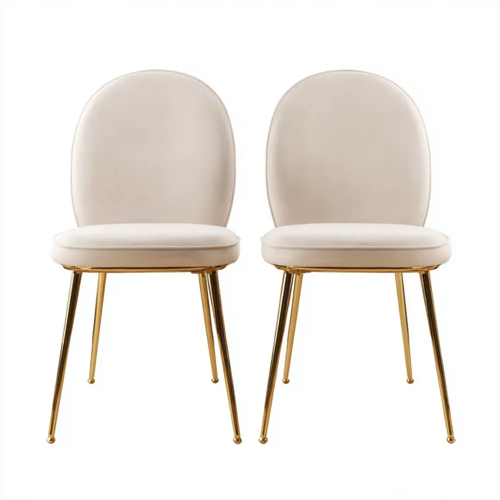 Esszimmerstühle 2er-Set – Kunstleder 45x53x87 cm – Beige – Modernes Design