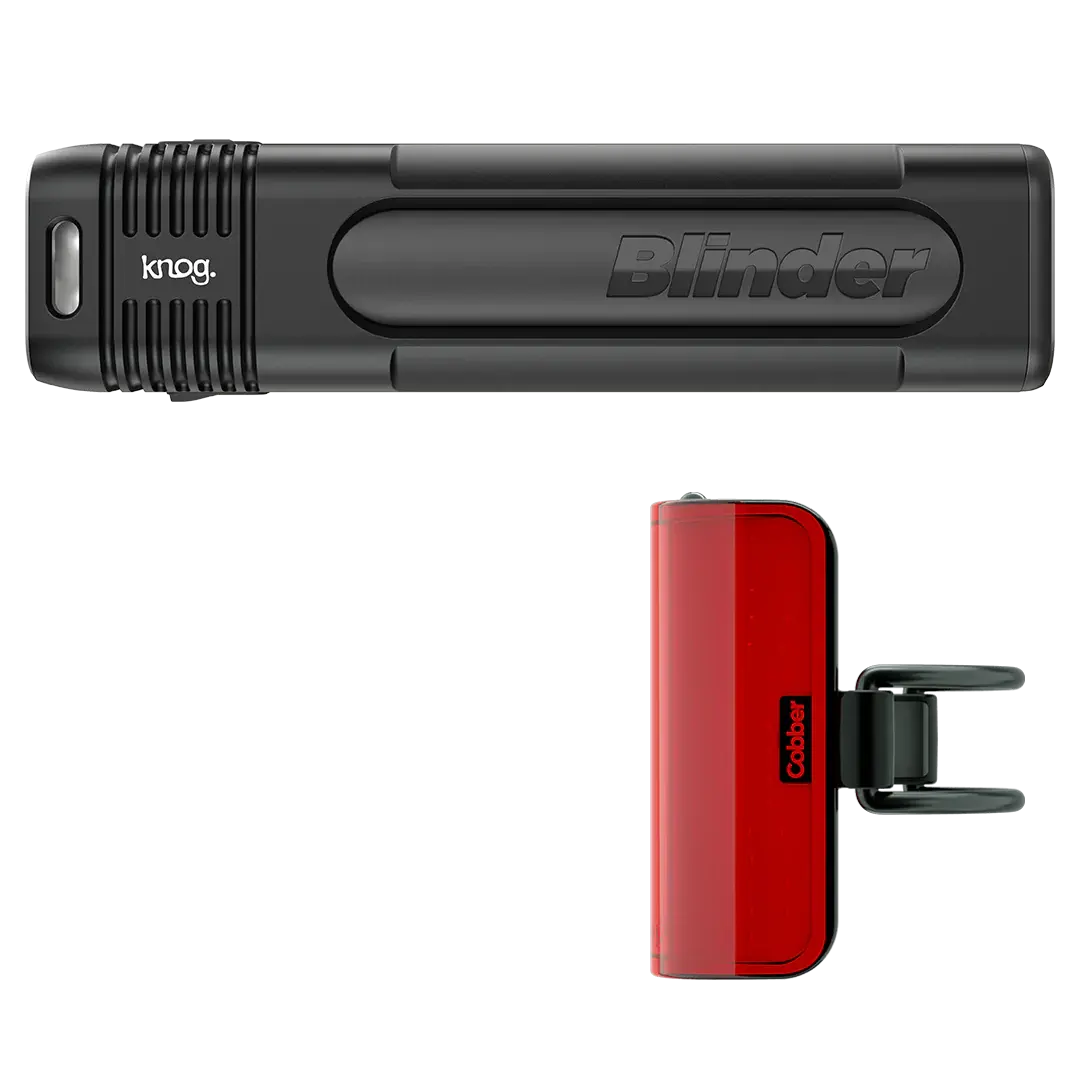 Knog Blinder Pro 900 + Cobber Mid Rear Twinpack Verlichtingsset Zwart