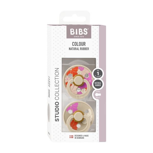 BiBs Studio Morning Bloom Fopspeen - 0-6 Mnd - 2 Stuks - Ivory