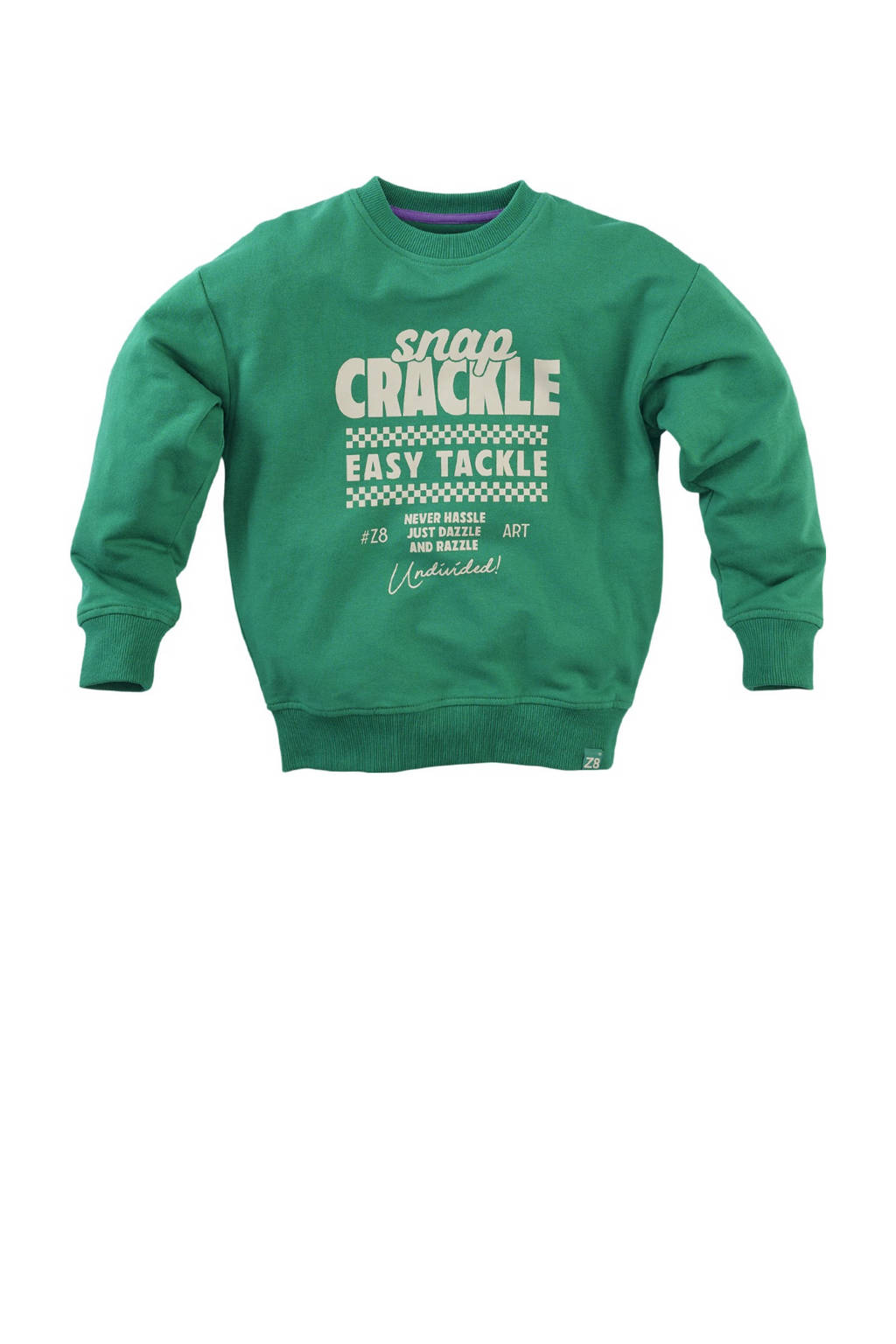 Z8 sweater Jay met tekstopdruk groen