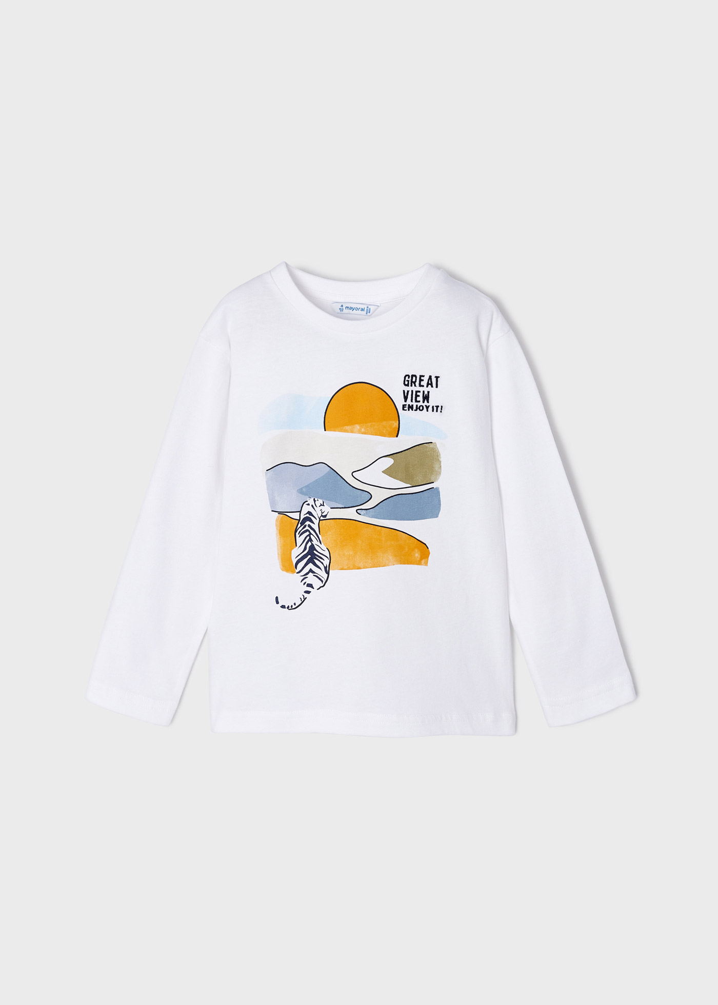 Camiseta de manga comprida em algodão sustentável para meninos