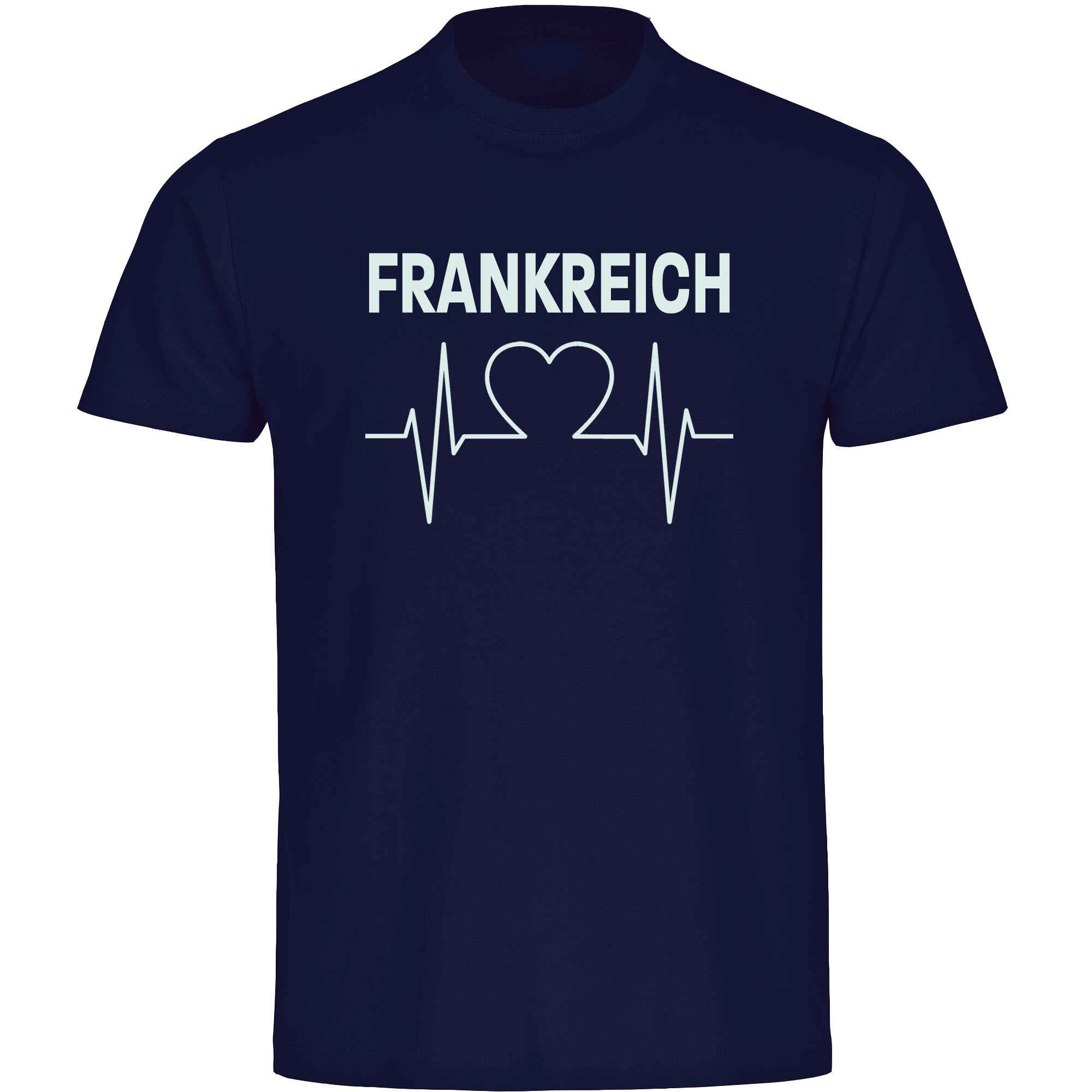 multifanshop® Herren T-Shirt - Frankreich - Herzschlag - Druck weiß