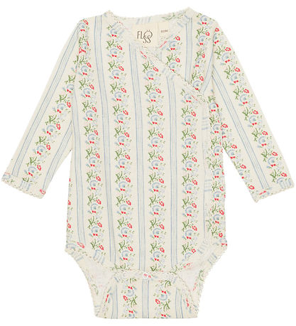 Flöss Wickelbody l/ä - Abigail - Soft White/Hell Blue